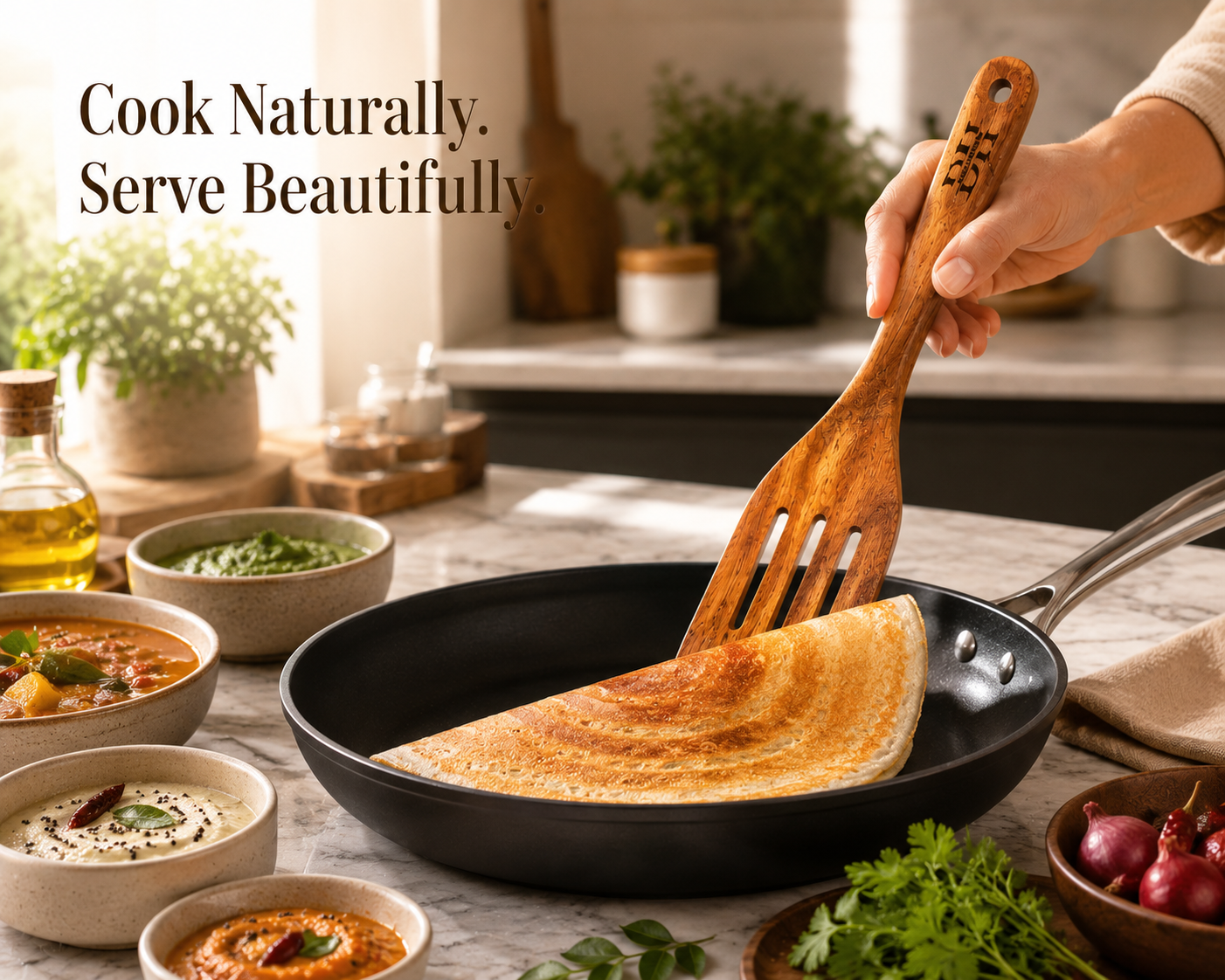 Premium Acacia Wood Slotted Turner | Handcrafted Wooden Spatula for Cooking, Flipping & Serving