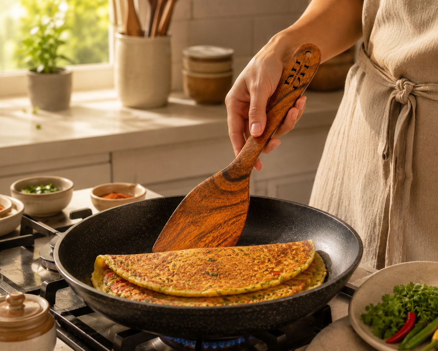 Premium Acacia Wood Flat Turner | Handcrafted Wooden Spatula for Cooking, Flipping & Serving