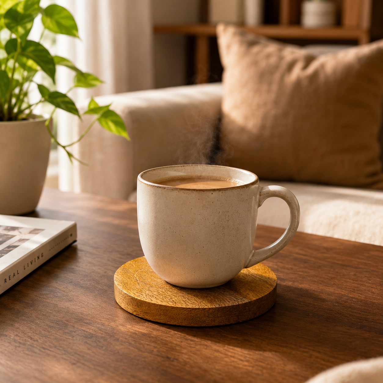 DHITI HOMES Premium Acacia Wood Coasters | Set of 4