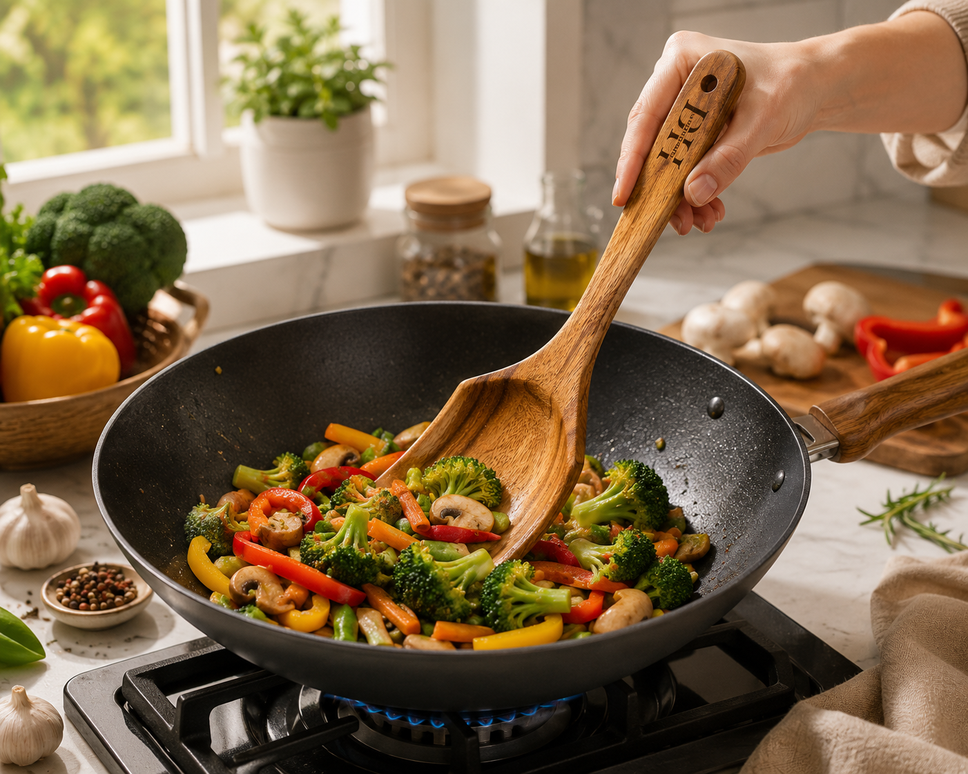 Premium Acacia Wood Scoop Spoon | Handcrafted Wooden Spoon for Cooking & Serving