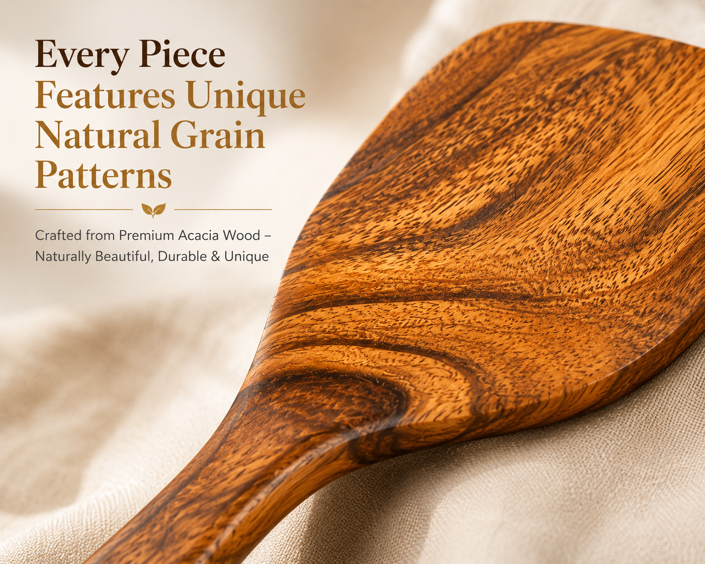 Premium Acacia Wood Flat Turner | Handcrafted Wooden Spatula for Cooking, Flipping & Serving