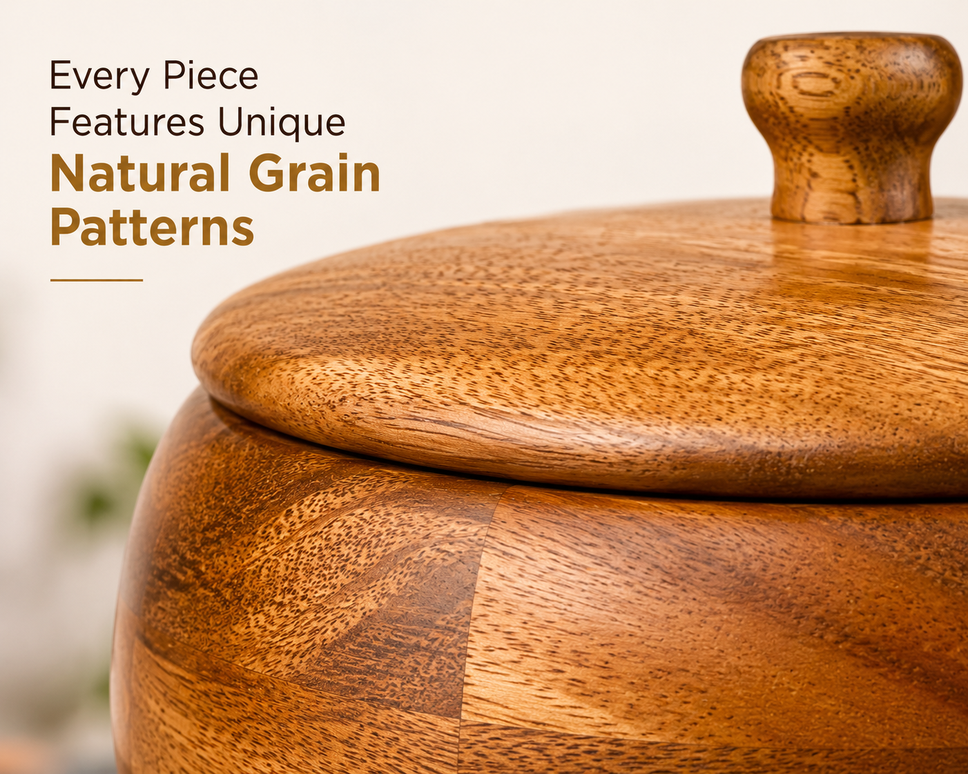 Premium Acacia Wooden Roti Casserole with Lid | Handcrafted Wooden Chapati Storage Box