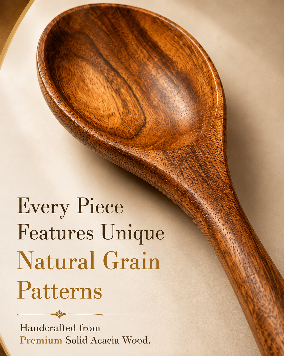 Premium Acacia Wood Serving Spoon | Handcrafted Wooden Spoon for Cooking, Serving & Mixing