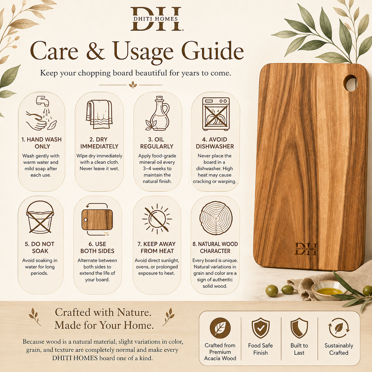 Classic Edge Acacia Chopping Board | 15x10x1 Inches