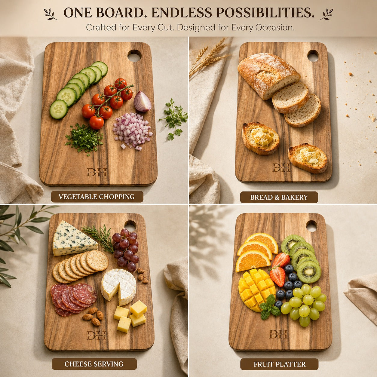 Classic Edge Acacia Chopping Board | 13x10x1 Inches
