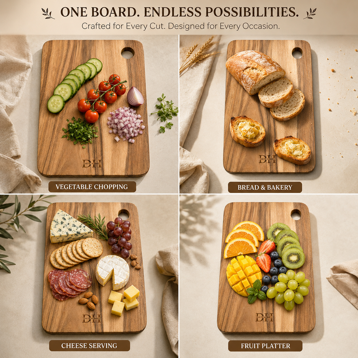 Classic Edge Acacia Chopping Board | 15x10x1 Inches