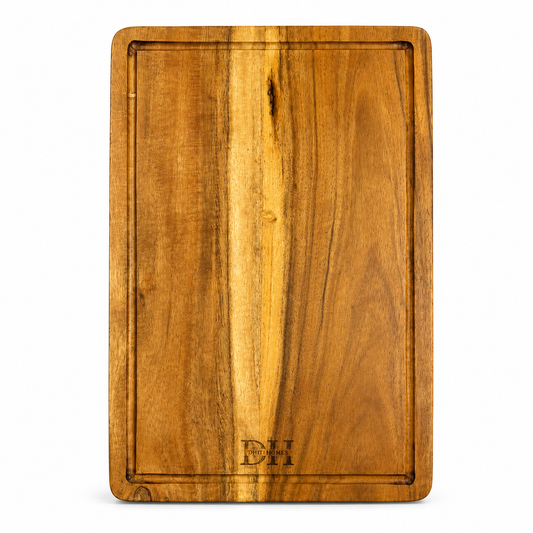 Premium Acacia Wood Cutting & Chopping Board | Large 15 x 10 x 1 Inch | Deep Juice Groove | Food-Safe PU Finish | Heavy-Duty Wooden Kitchen Board for Vegetables, Fruits, Meat & Serving