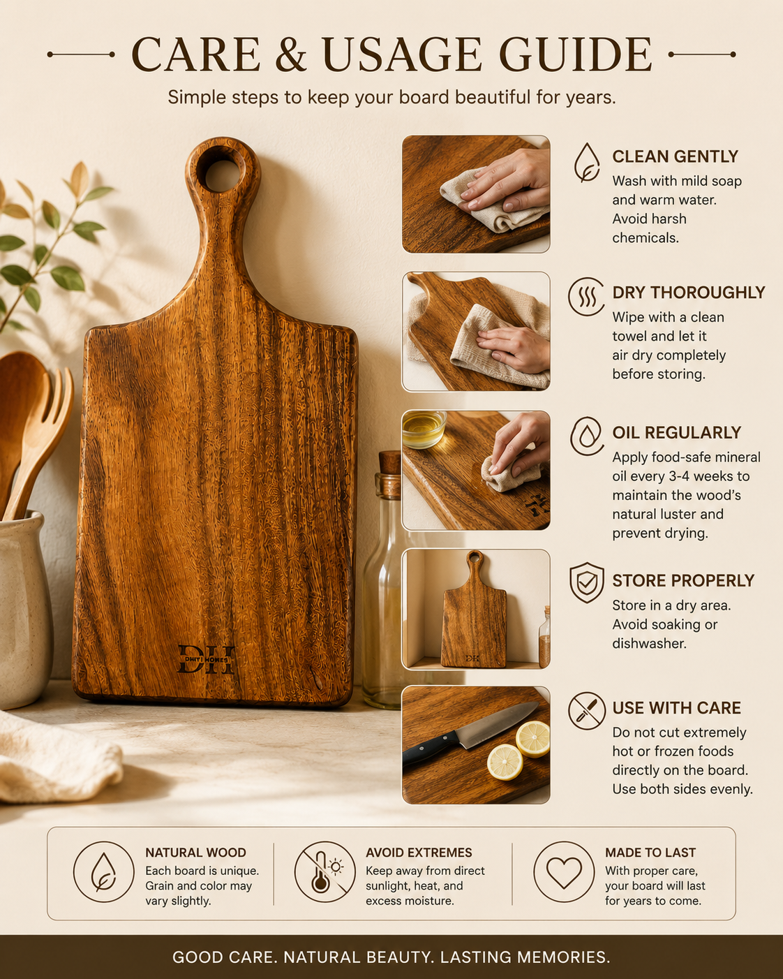 Premium Single-Piece Acacia Wood Paddle Chopping Board | 18 x 8 x 1 Inch | Wooden Cutting & Serving Board with Ergonomic Handle | Food-Safe PU Finish | Multipurpose Kitchen Board for Bread, Cheese, Fruits & Vegetables