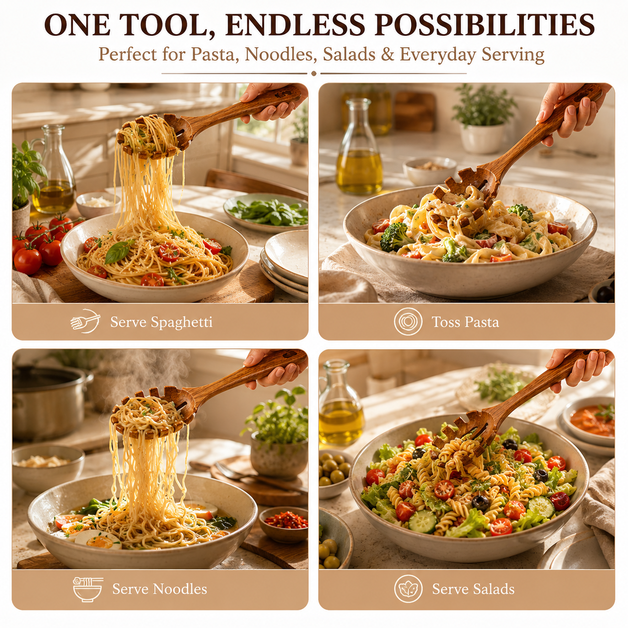 Premium Acacia Wood- Pasta Perfection