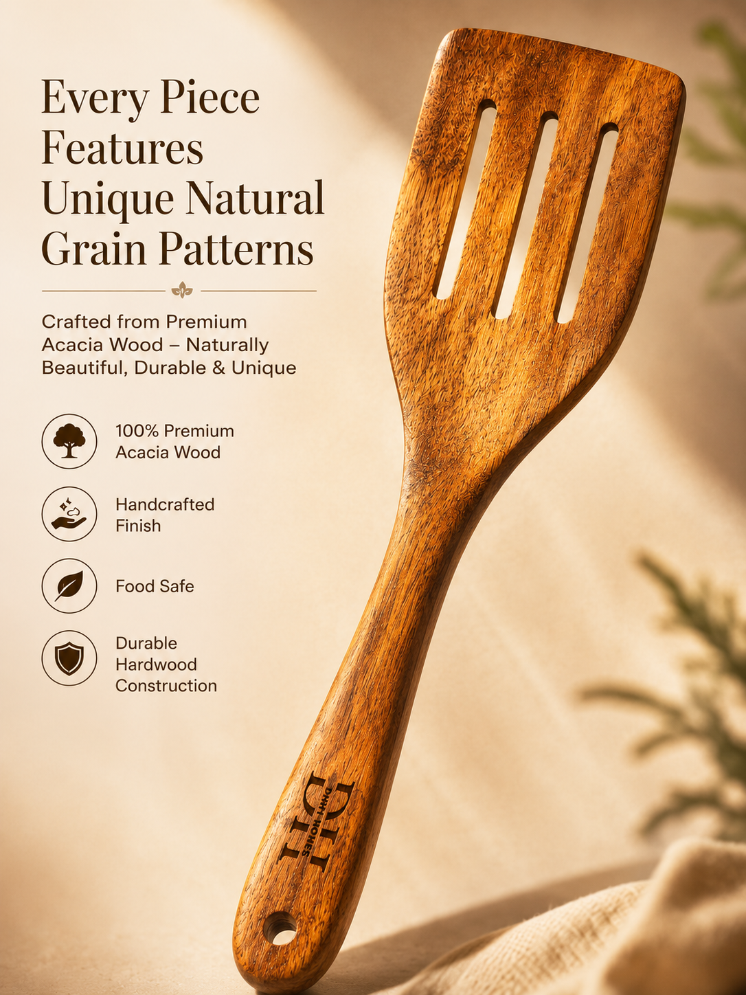 Flip Slotted Turner Spatula || Cutlery|| Acacia Wood|| Premium Product