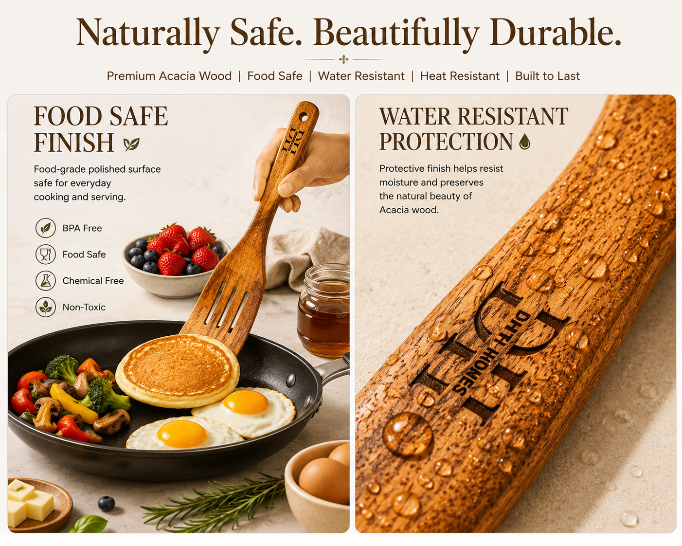 Flip Slotted Turner Spatula || Cutlery|| Acacia Wood|| Premium Product
