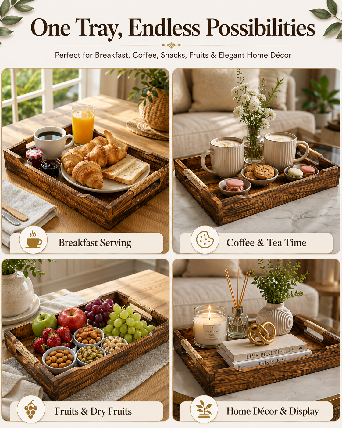 Wooden Serving Tray|| Acacia Wood|| Premium Product