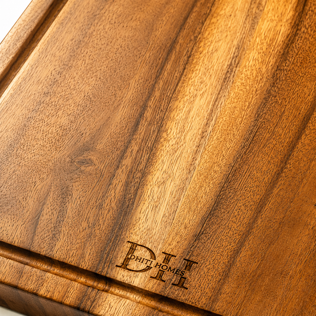 Premium Acacia Wood Cutting & Chopping Board | Large 15 x 10 x 1 Inch | Deep Juice Groove | Food-Safe PU Finish | Heavy-Duty Wooden Kitchen Board for Vegetables, Fruits, Meat & Serving