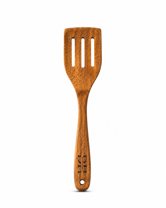 Premium Acacia Wood Slotted Turner | Handcrafted Wooden Spatula for Cooking, Flipping & Serving