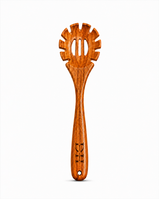Premium Acacia Wood Spaghetti Serving Spoon | Handcrafted Wooden Spoon for Cooking & Serving