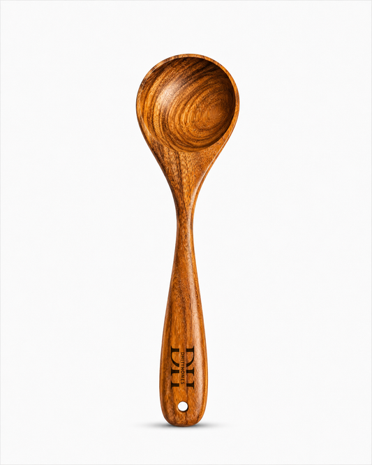 Premium Acacia Wood Deep Serving Spoon | Handcrafted Wooden Spoon for Cooking, Serving & Stirring