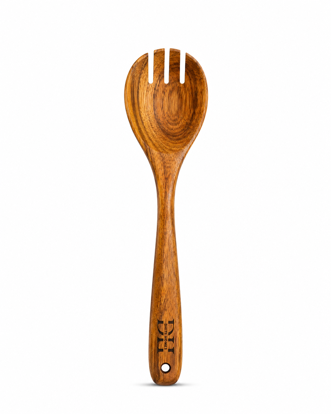 Premium Acacia Wood Slotted Salad Server Spoon | Handcrafted Wooden Spoon for Cooking, Draining & Serving