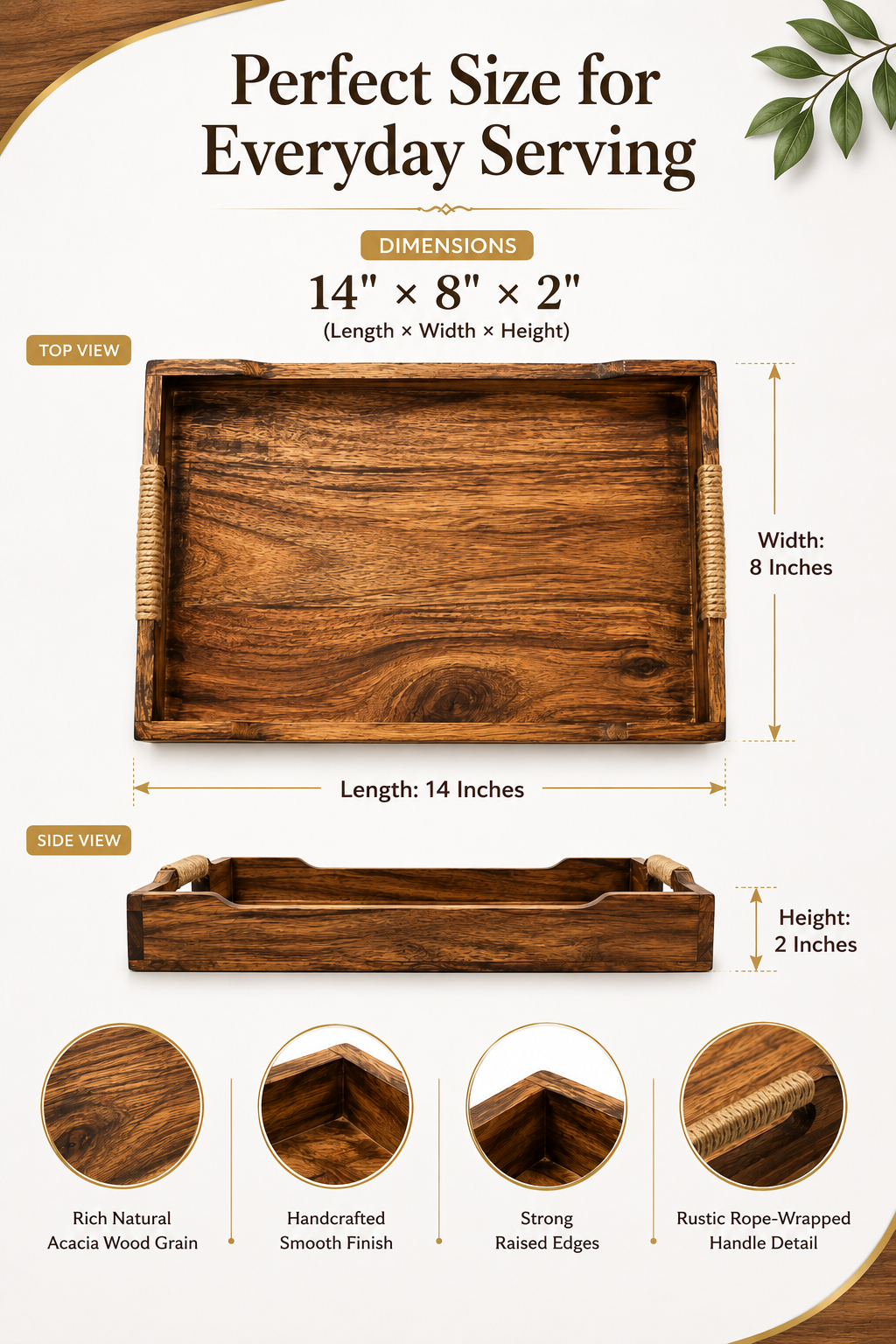 Wooden Serving Tray|| Acacia Wood|| Premium Product